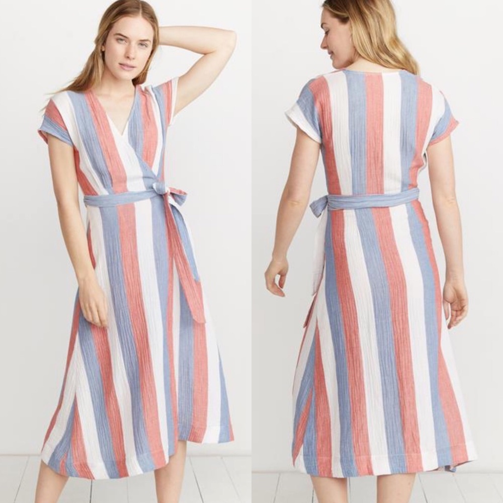 Marine Layer Maddie Wrap Dress in Multi Stripe XS